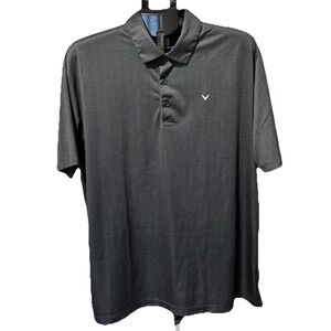 Callaway Opti Dri Mens XL Black Checked Golf Polo Shirt Performance Quick Dry